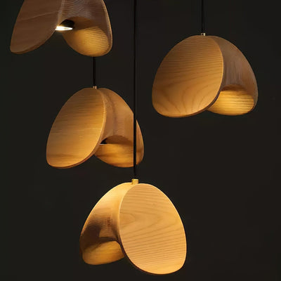 SylvaLeaf Pendant Light Natural Wood Round Leaf Shade - OpalDwell