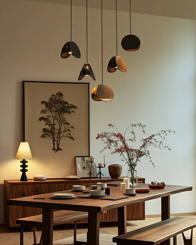 SylvaLeaf Pendant Light Natural Wood Round Leaf Shade - OpalDwell