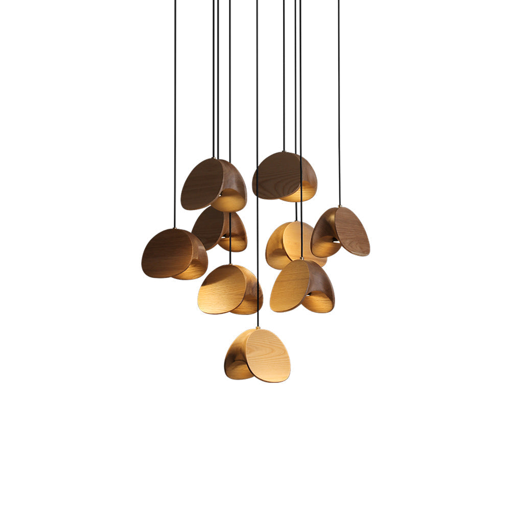 SylvaLeaf Pendant Light Natural Wood Round Leaf Shade - OpalDwell