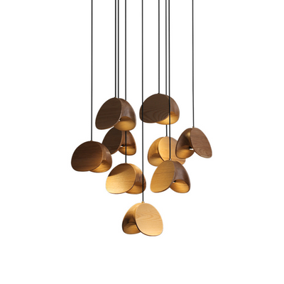 SylvaLeaf Pendant Light Natural Wood Round Leaf Shade - OpalDwell