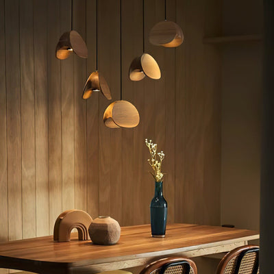 SylvaLeaf Pendant Light Natural Wood Round Leaf Shade - OpalDwell