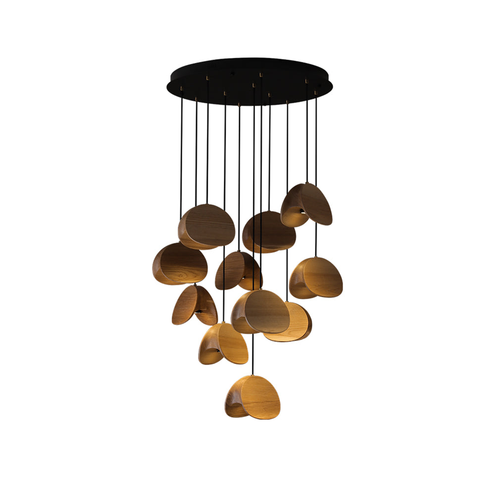 SylvaLeaf Pendant Light Natural Wood Round Leaf Shade - OpalDwell