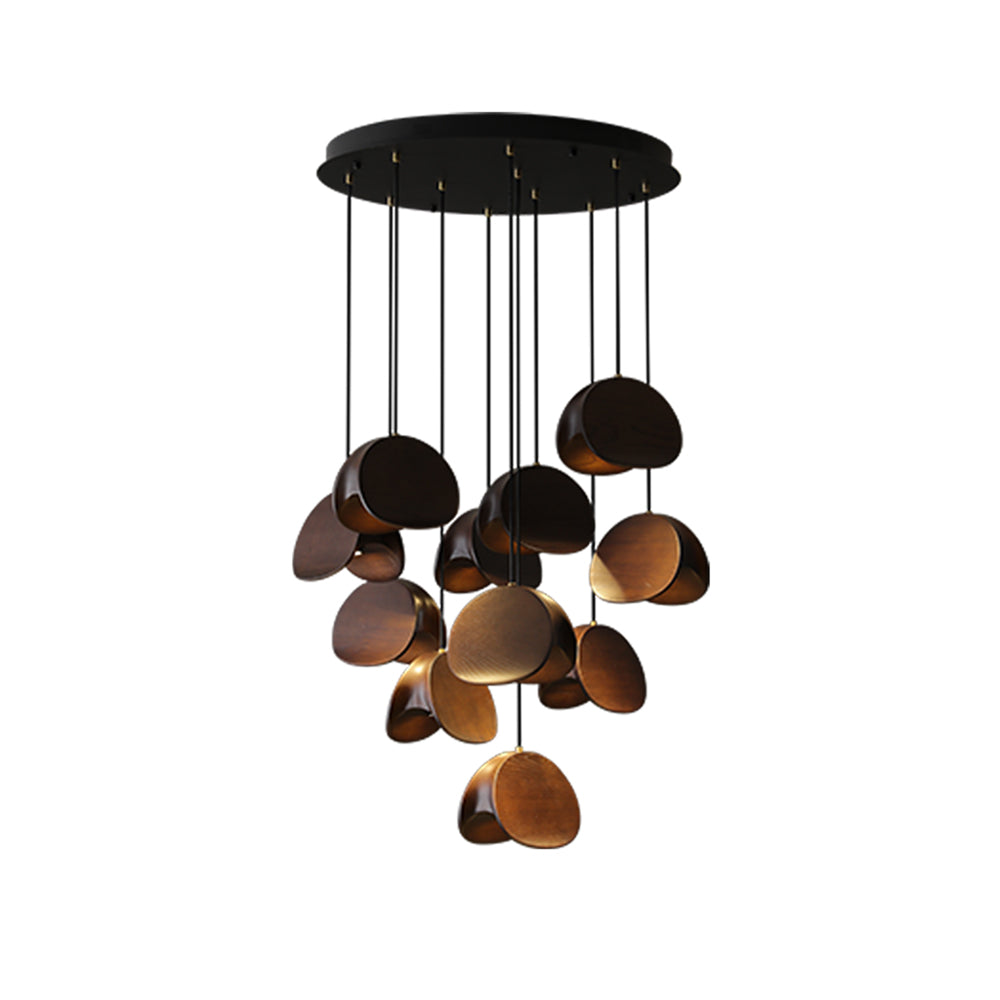 SylvaLeaf Pendant Light Natural Wood Round Leaf Shade - OpalDwell