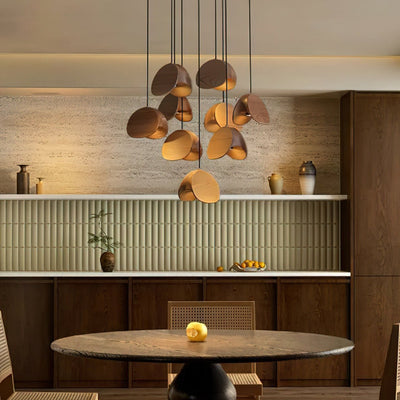 SylvaLeaf Pendant Light Natural Wood Round Leaf Shade - OpalDwell