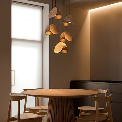 SylvaLeaf Pendant Light Natural Wood Round Leaf Shade - OpalDwell