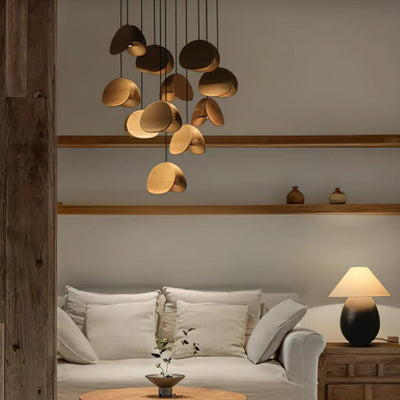SylvaLeaf Pendant Light Natural Wood Round Leaf Shade - OpalDwell