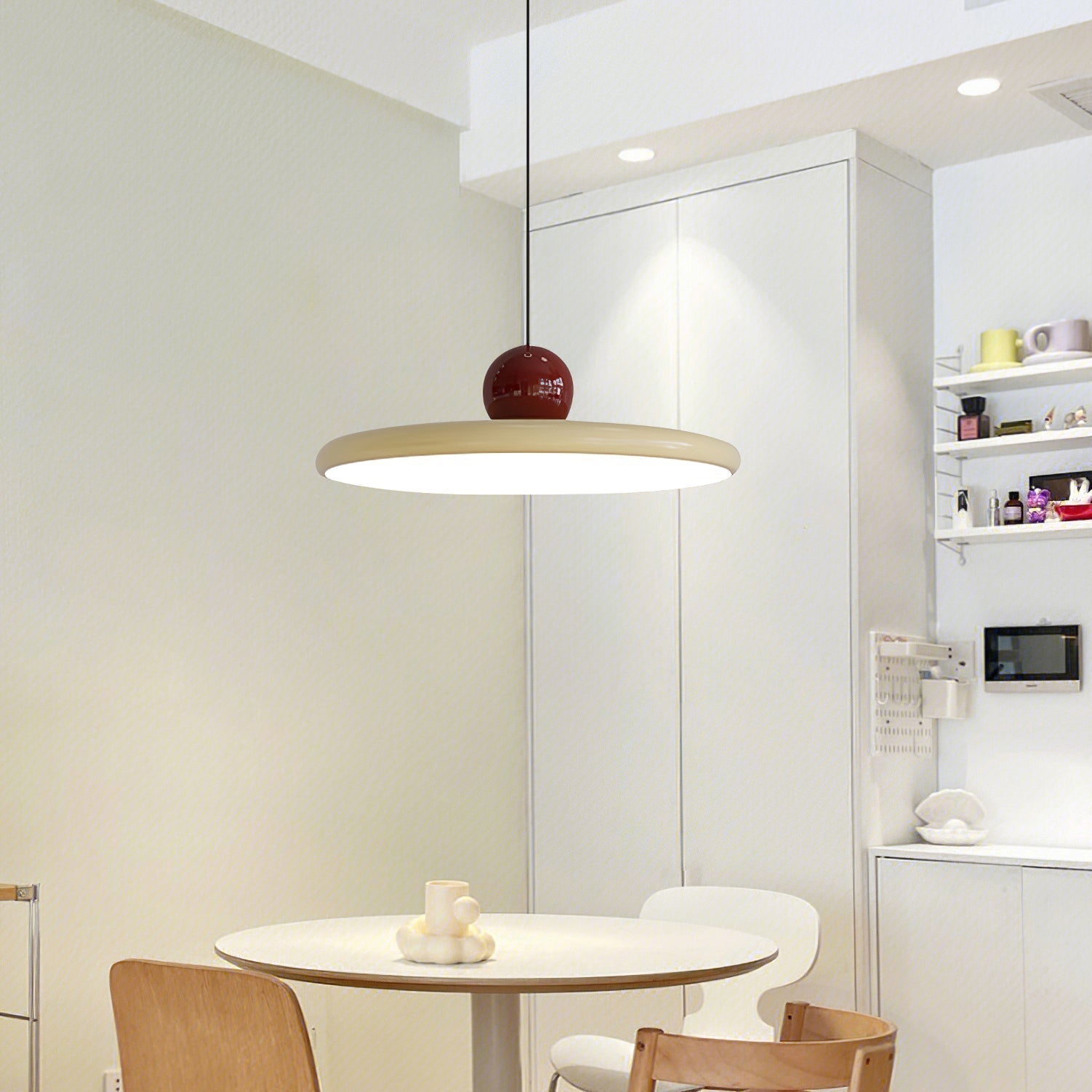 CrimsonLoom Pendant Light Adjustable Red Metal Kitchen Lamp - OpalDwell