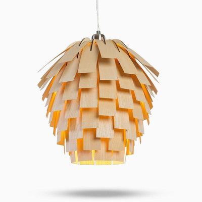 SylvaArtichoke Wood Pendant Lamp Rustic Hanging Light - OpalDwell