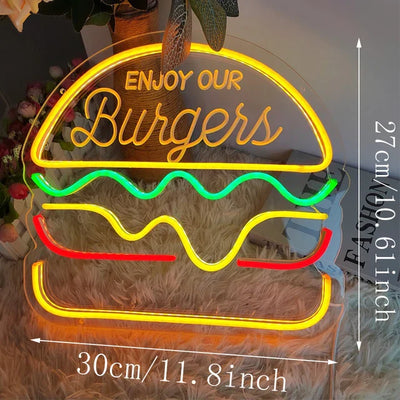 NibbleGlow Neon Night Light Colorful Fast Food Sign - OpalDwell