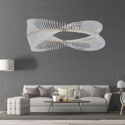 Contemporary Spiral Acrylic Chandelier With Luxury LED Ring Light OpalDwell