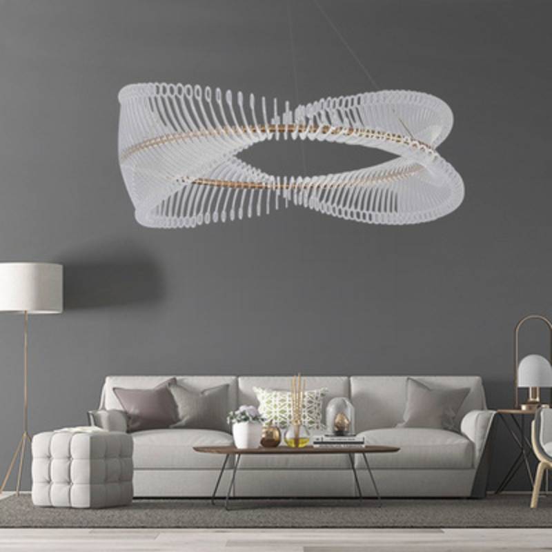 Contemporary Spiral Acrylic Chandelier With Luxury LED Ring Light OpalDwell
