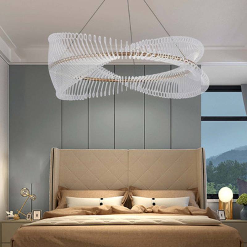Contemporary Spiral Acrylic Chandelier With Luxury LED Ring Light OpalDwell