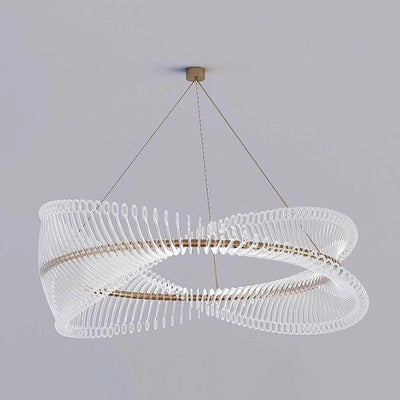 Contemporary Spiral Acrylic Chandelier With Luxury LED Ring Light OpalDwell