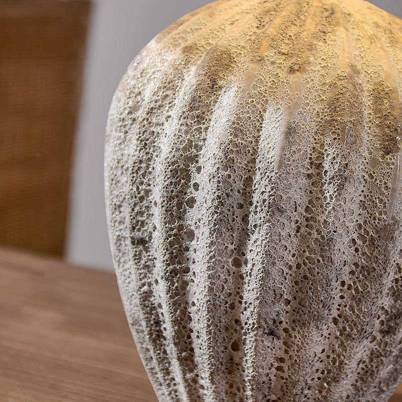 Earthy Ceramic Table Lamp With Linen Shade, Large Bedside Lighting - OpalDwell