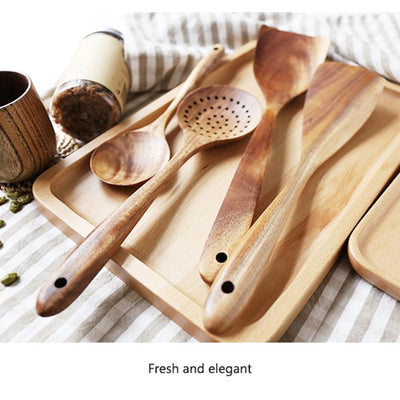 EcoTeak Kitchen Utensil Set Gentle On Nonstick Pots - OpalDwell