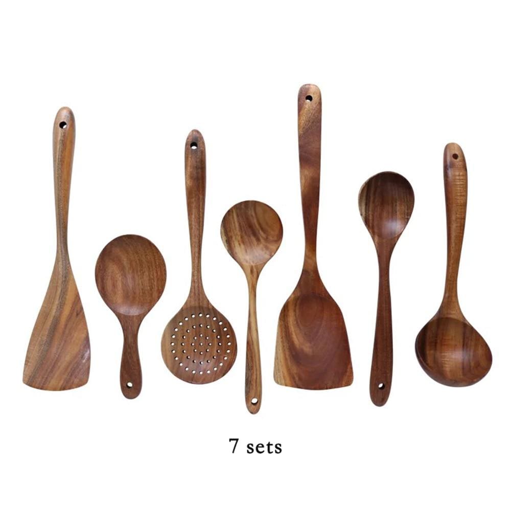 EcoTeak Kitchen Utensil Set Gentle On Nonstick Pots - OpalDwell