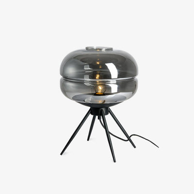 Lyra Smoked Glass Table Lamp With Modern Tripod Design - OpalDwell