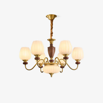 Classic Chandelier in Gold and Walnut for Living Room Ceiling Light OpalDwell
