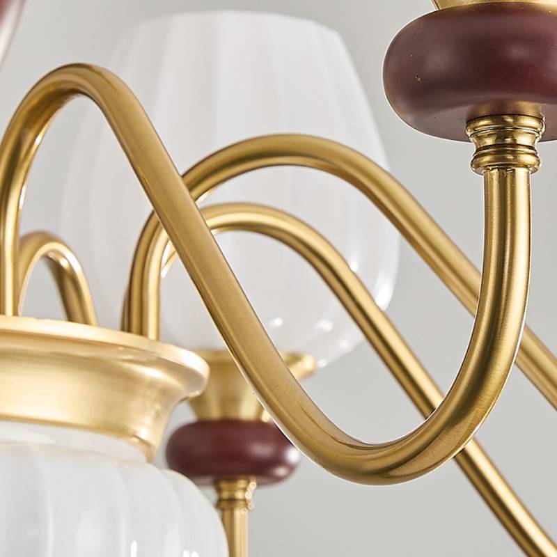 Classic Chandelier in Gold and Walnut for Living Room Ceiling Light OpalDwell