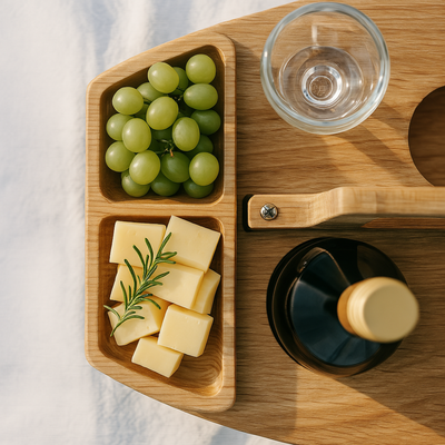 ForestHaven Portable Wood Picnic Table With Cup Holders And Snack Tray - OpalDwell