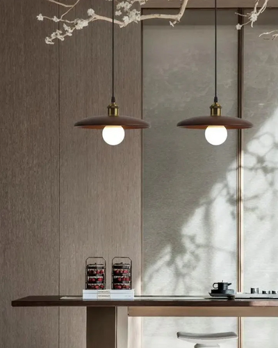 LumaNova Japandi Pendant Light With Slim Wood Shade - OpalDwell