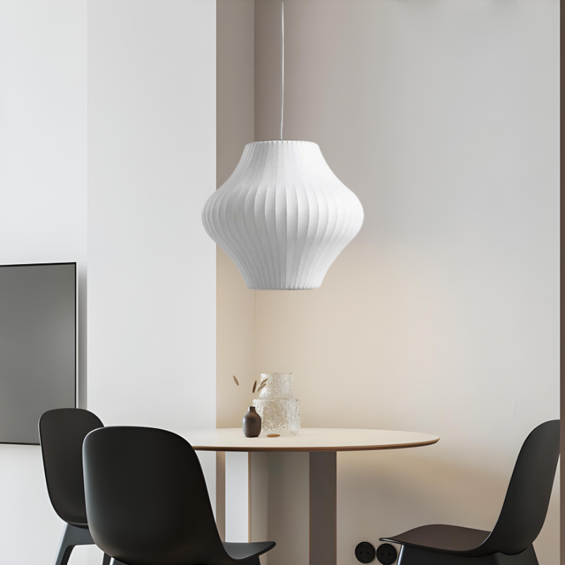 NovaCrest Silk and Steel Pendant Lamp for Modern Interiors OpalDwell