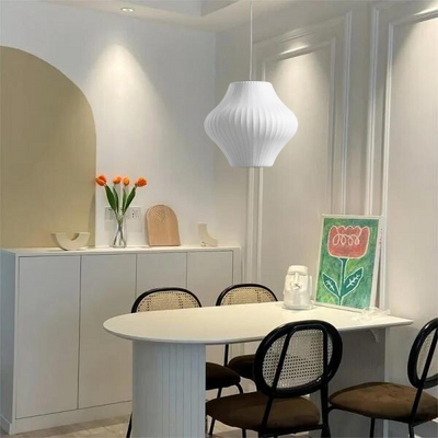 NovaCrest Silk and Steel Pendant Lamp for Modern Interiors OpalDwell