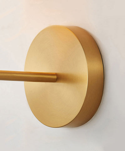 Kestrel Upright Milky Glass Ball LED Wall Sconce in Brushed Brass Finish, Mid-Century Modern Style - OpalDwell