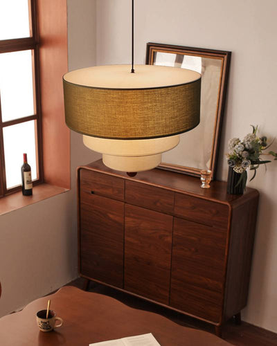 Layered Fabric Pendant Light Soft Ambient Drum Ceiling Fixture OpalDwell