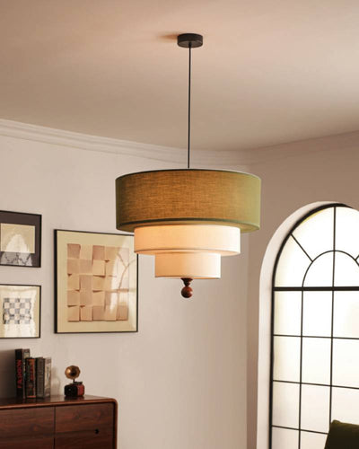 Layered Fabric Pendant Light Soft Ambient Drum Ceiling Fixture OpalDwell