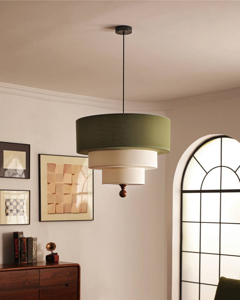 Layered Fabric Pendant Light Soft Ambient Drum Ceiling Fixture OpalDwell
