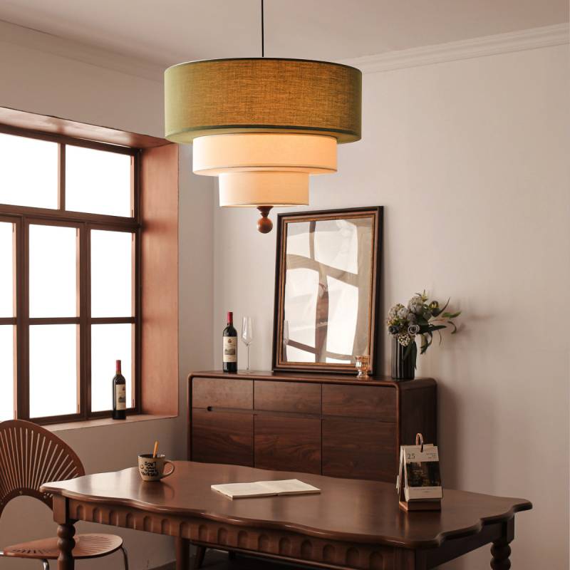 Layered Fabric Pendant Light Soft Ambient Drum Ceiling Fixture OpalDwell