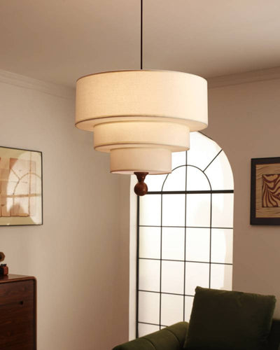 Layered Fabric Pendant Light Soft Ambient Drum Ceiling Fixture OpalDwell