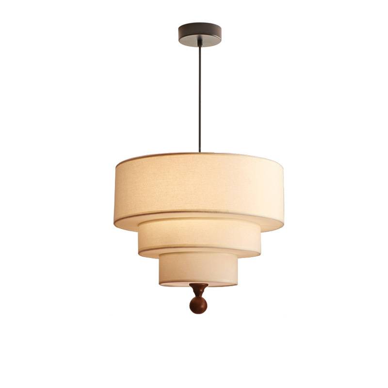Layered Fabric Pendant Light Soft Ambient Drum Ceiling Fixture OpalDwell