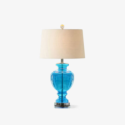 Glass Table Lamp With Fabric Shade For Modern Bedroom Lighting - OpalDwell