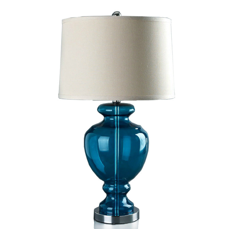 Glass Table Lamp With Fabric Shade For Modern Bedroom Lighting - OpalDwell