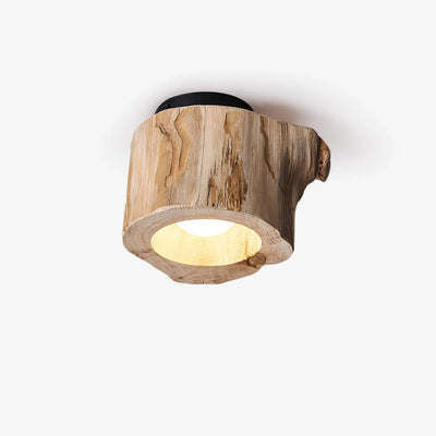 Modern Rustic Wood Ceiling Light With Hollow Log Design OpalDwell