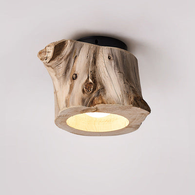 Modern Rustic Wood Ceiling Light With Hollow Log Design OpalDwell