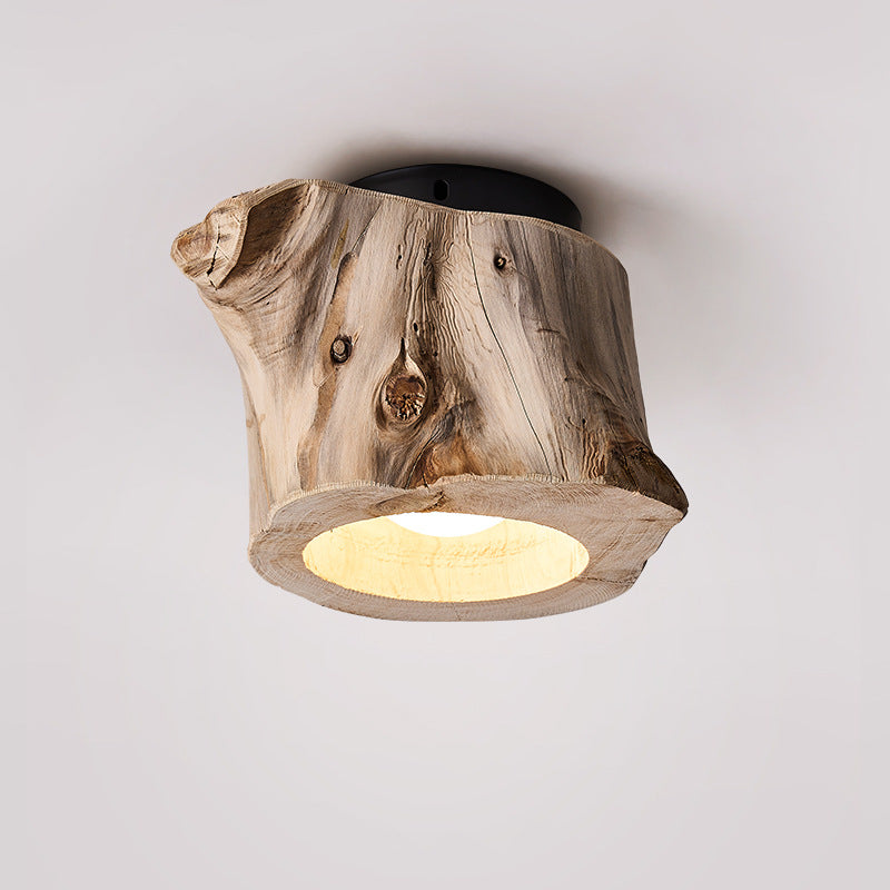 Modern Rustic Wood Ceiling Light With Hollow Log Design OpalDwell