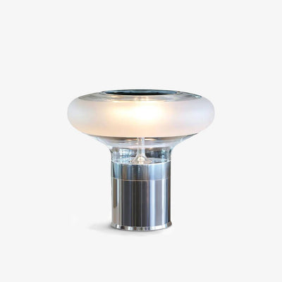 Modern Glass Table Lamp With Chrome Base - StudioAura Ambience - OpalDwell