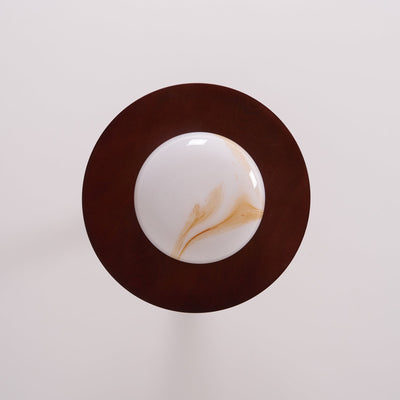 Liora Walnut White Alabaster Ceiling Light With Wood Shade - OpalDwell