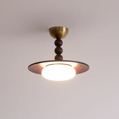 Liora Walnut White Alabaster Ceiling Light With Wood Shade - OpalDwell