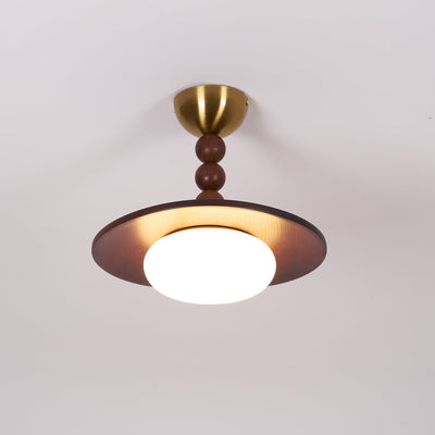 Liora Walnut White Alabaster Ceiling Light With Wood Shade - OpalDwell