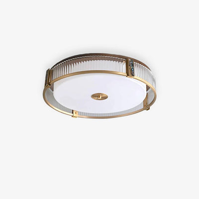 Contemporary Bedroom Ceiling Light In Brass With LED OpalDwell