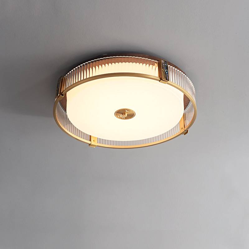 Contemporary Bedroom Ceiling Light In Brass With LED OpalDwell