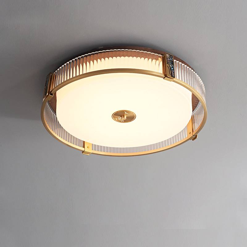 Contemporary Bedroom Ceiling Light In Brass With LED OpalDwell