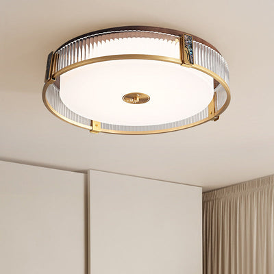 Contemporary Bedroom Ceiling Light In Brass With LED OpalDwell