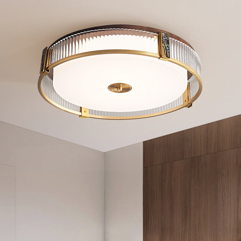 Contemporary Bedroom Ceiling Light In Brass With LED OpalDwell