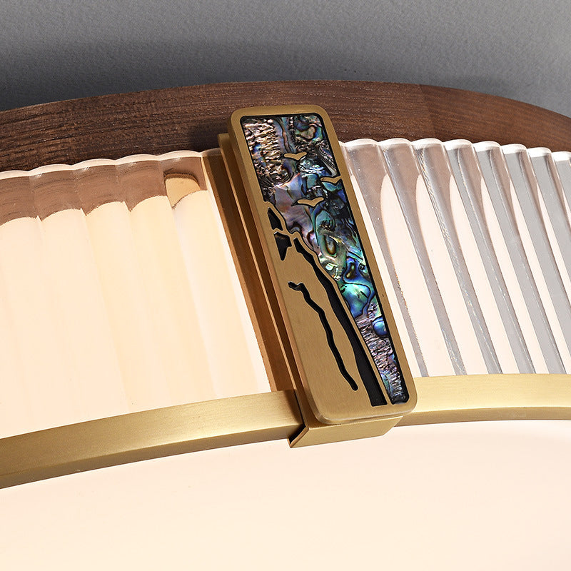 Contemporary Bedroom Ceiling Light In Brass With LED OpalDwell
