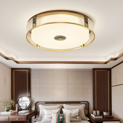 Contemporary Bedroom Ceiling Light In Brass With LED OpalDwell